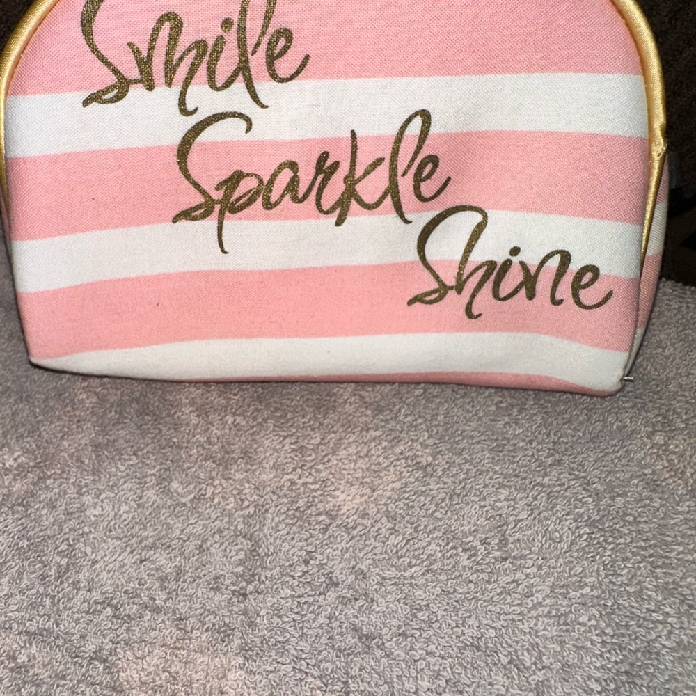 Pink and White Striped Women's Bag